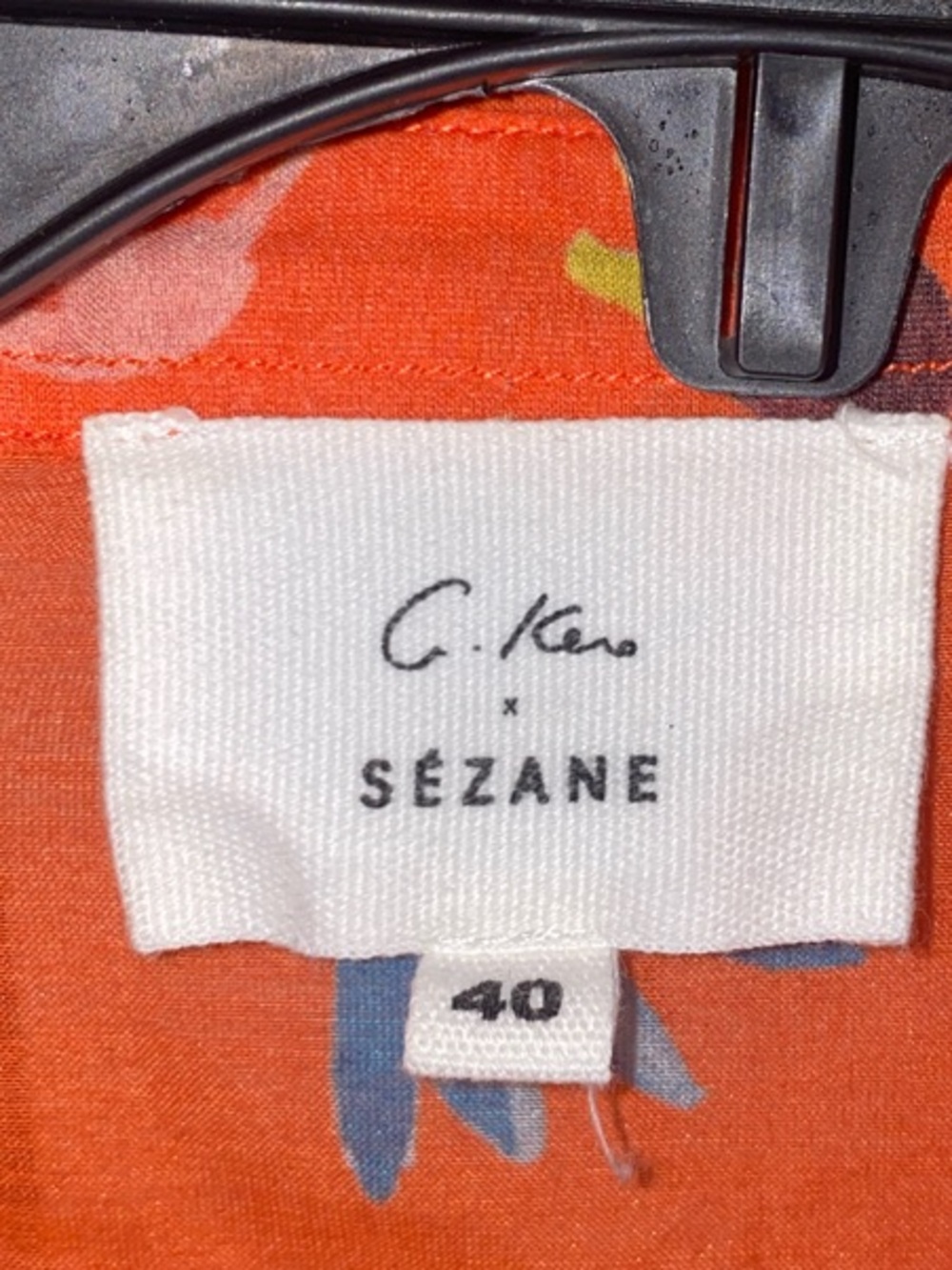 Sezane x G. Kero Pierro Vibrant Orange Floral Button-Up Blouse- Cotton & Silk - Picture 2 of 7